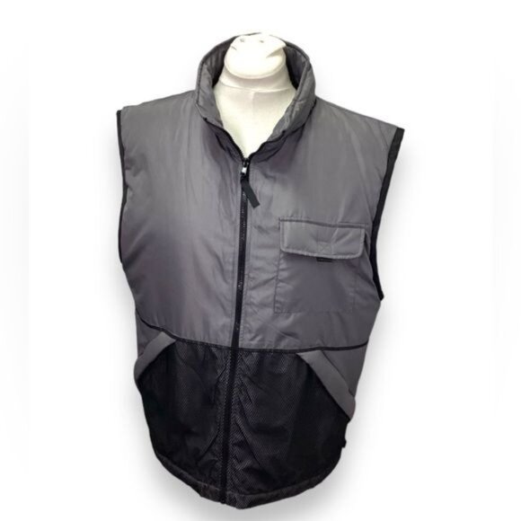 FLIPBOX Vintage Mens Full Zip Outdoor Puffer Vest, Gray/Black, size L - Picture 1 of 7